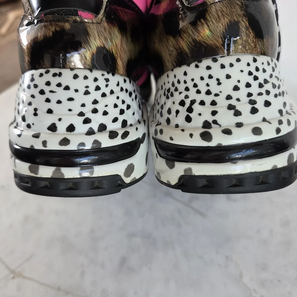 Steve Madden Women’s Cliff Sneakers Platform Animal Print Pink Turquoise Retro 8 - Picture 8 of 13